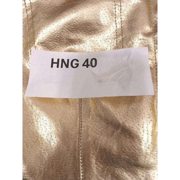 Designer Vintag 80s GOLD Metallic Leather Moto Jacket Sz 10 Short Punk Rock Glam - Picture 16 of 16